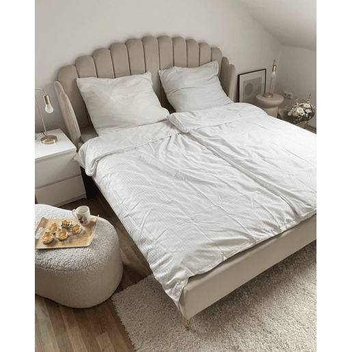 Cama Veludo AMBILLOU 140 x 200 cm Creme claro