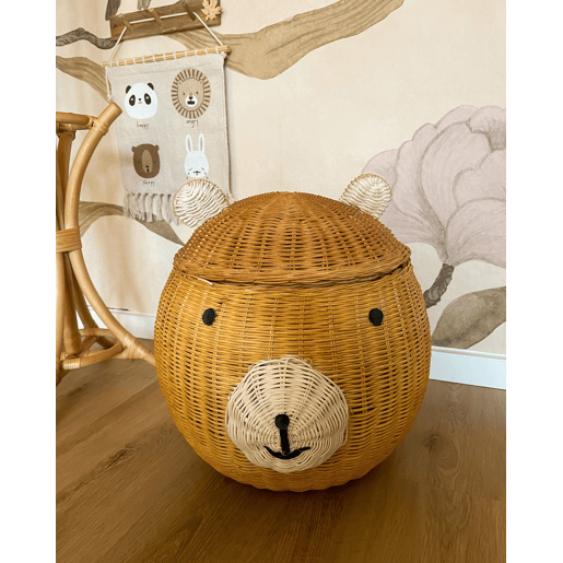 Cesto infantil Urso de peluche HIMBA Rattan Natural