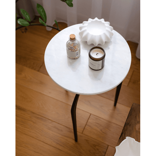Mesa de apoio TIHOI Mármore PretoBranco