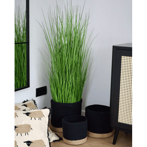 Conjunto de 3 cestos BASIMA Algodão Preto