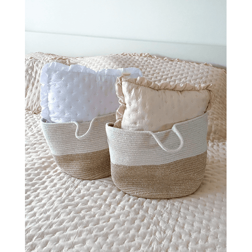 Conjunto de 2 cestos PAZHA Algodão Creme Conjunto de 2 cestos PAZHA Algodão Creme