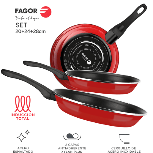 Conjunto de Frigideiras FAGOR Vermelho