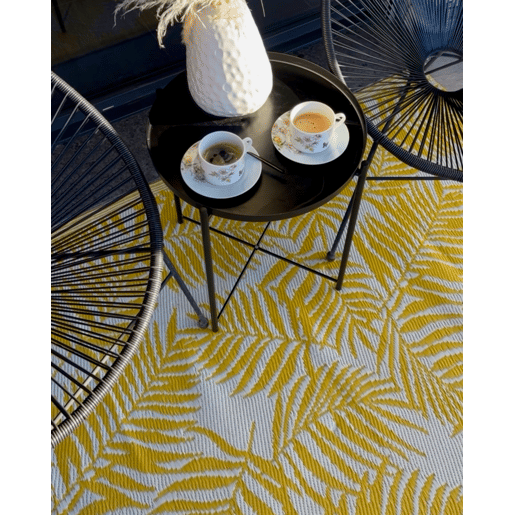 Tapete de exterior KOTA Amarelo 120 x 180 cm Reversível