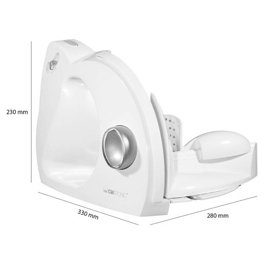 Clatronic AS 2958 Fatiador de Carnes, Espessura de Corte ajustável,Roda de corte de Aço Inoxidável, 180, Branco