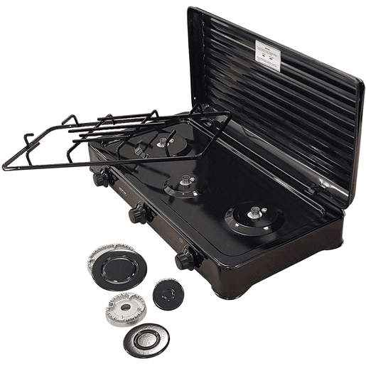 MPM KN-031KB Fogão a Gás Portátil para Camping, 3 Queimadores, Preto, , Preto MPM KN-031KB Fogão a Gás Portátil para Camping, 3 Queimadores, Preto, , Preto
