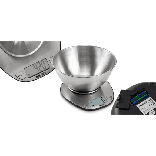 Mesko MS3152 Balança de Cozinha Digital com Tigela Removível, Inox, Alta Precisão, TARE, , Prata