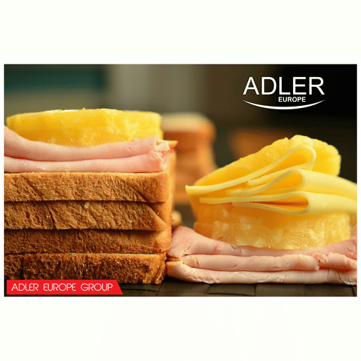 Adler AD3015 Sanduicheira 4 Sanduíches Forma Triangular, Revestimento Anti-aderente, Temperatura Automática, 850, Prata negra
