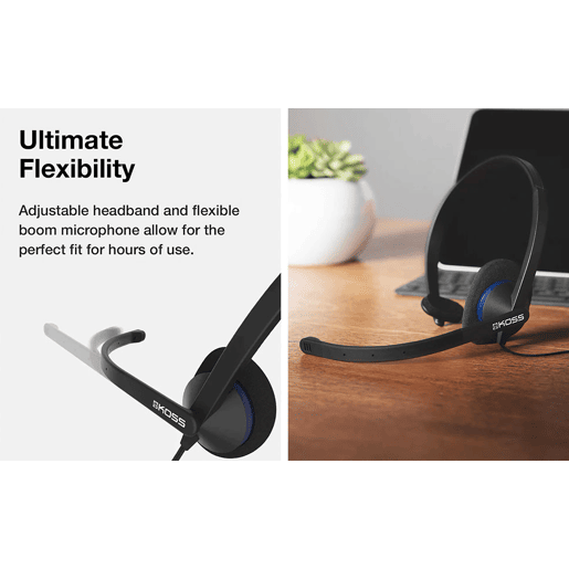 KOSS CS200i Auricular com Fio e Microfone com Cancelador de Ruído, Auscultadores para Videoconferência, , Preto