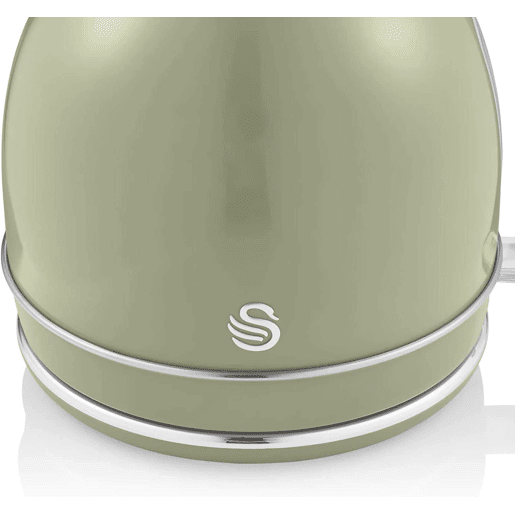 SWAN SK14630GNEU Retro Chaleira Eléctrica 1,8 L, Jarro Elétrico, Aço Inoxidável sem BPA, Vintage, Sem Fios, 3000, Verde