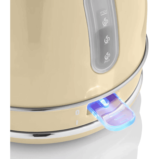 SWAN SK14630CNEU Retro Chaleira Eléctrica 1,8 L, Jarro Elétrico, Aço Inoxidável sem BPA, Vintage, Sem Fios, 3000, Creme