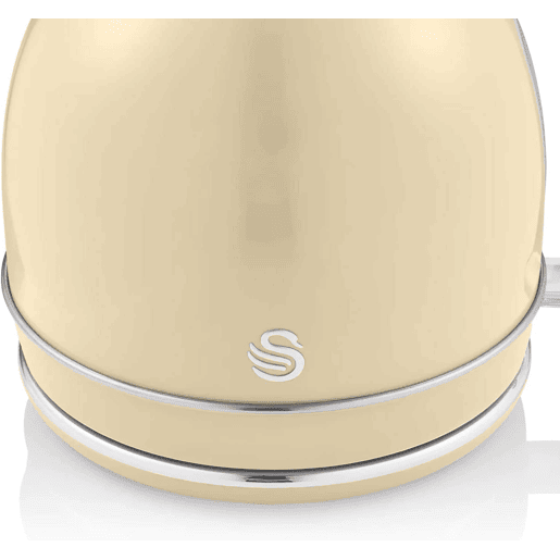 SWAN SK14630CNEU Retro Chaleira Eléctrica 1,8 L, Jarro Elétrico, Aço Inoxidável sem BPA, Vintage, Sem Fios, 3000, Creme