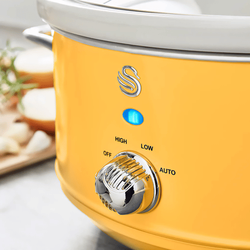 SWAN SF17021YELNEU Retro Slow Cooker 3,5L, Panela de Cerâmica Antiaderente sem PFOA e PTFE, 200, Amarelo
