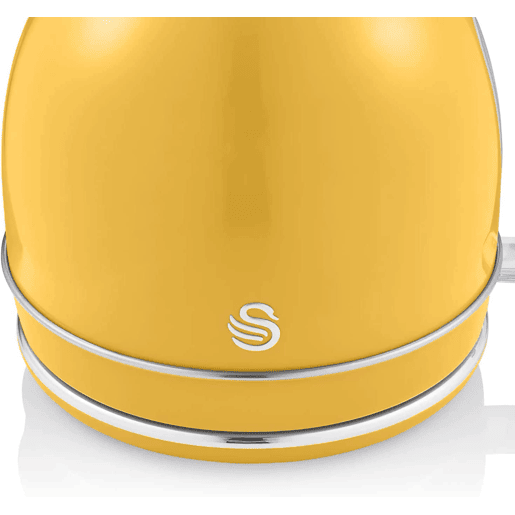 SWAN SK14630YELNEU Retro Chaleira Eléctrica 1,8 L, Jarro Elétrico, Aço Inoxidável sem BPA, Vintage, Sem Fios, 3000, Amarelo