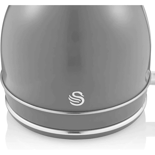 SWAN SK14630GRNEU Retro Chaleira Eléctrica 1,8 L, Jarro Elétrico, Aço Inoxidável sem BPA, Vintage, Sem Fios, 3000, Cinza