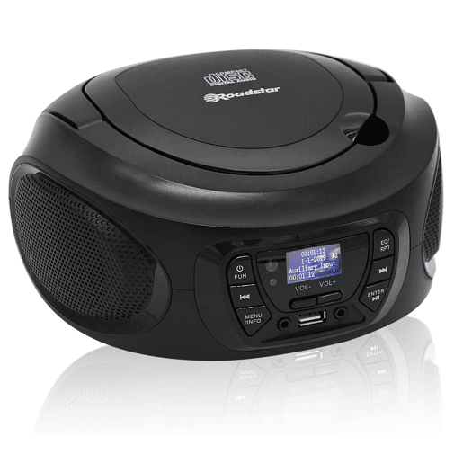 Roadstar CDR-375D+BK Rádio CD Player Portátil DAB DAB+ FM, Leitor de CD-MP3, USB, Stereo, Controlo Remoto, AUX-IN, , Preto