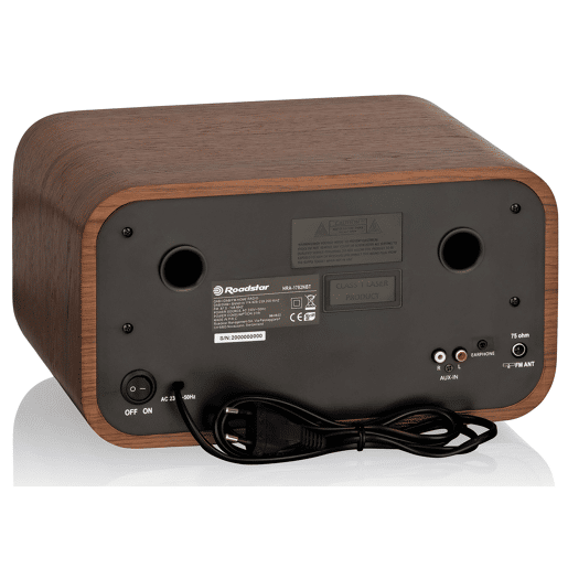 Roadstar HRA-1782NBT Aparelhagem de som Vintage, Rádio Digital FM, Leitor de CD-MP3, Bluetooth, Gravação e Reprodução USB, , Madeira