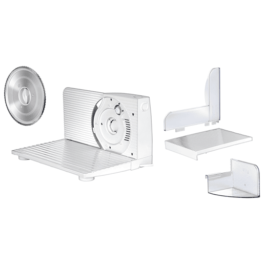 MPM MKR-05 Fatiador Cortador en Fatia de Carnes e Pão, Espessura de Corte Ajustável 0 -15 mm, Roda Aço Inoxidável 170mm, 150, Branco