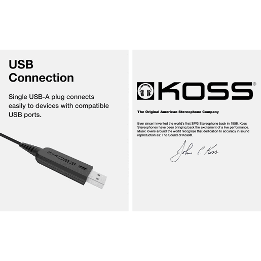 KOSS CS100 USB Auricular com Fio USB e Microfone com Cancelador de Ruído, Auscultadores para Videoconferência, , Bege