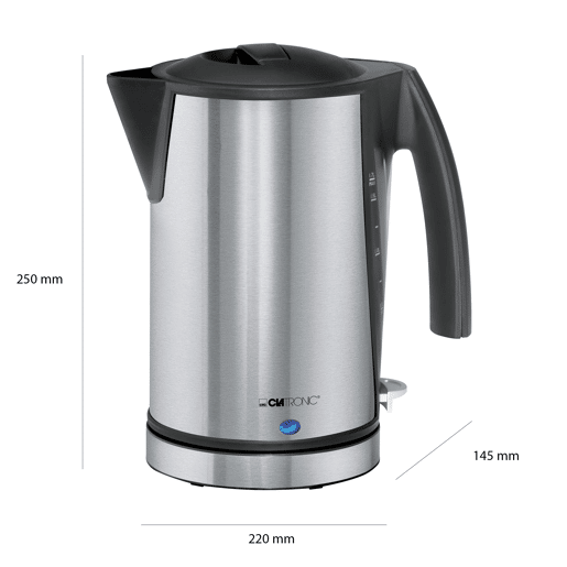 Clatronic WKS 3288 Jarro Elétrico 1,7 L, Chaleira Eléctrica, Inoxidável sem BPA, Sem Fios, Sistema de Aquecimento Oculto, 2200, Branco