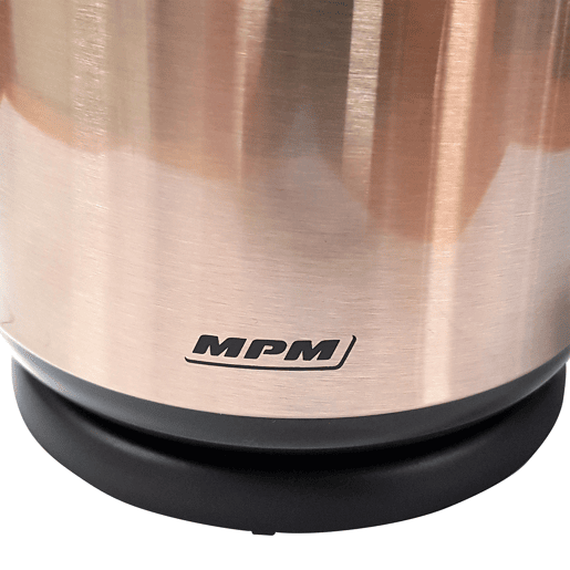 MPM MCZ-91M Jarro Eléctrica 1,7 L, Chaleira Eléctrica, Aço Inoxidável sem BPA, Sem Fios, Elemento de Aquecimento Ocultado, 2000, Prata negra