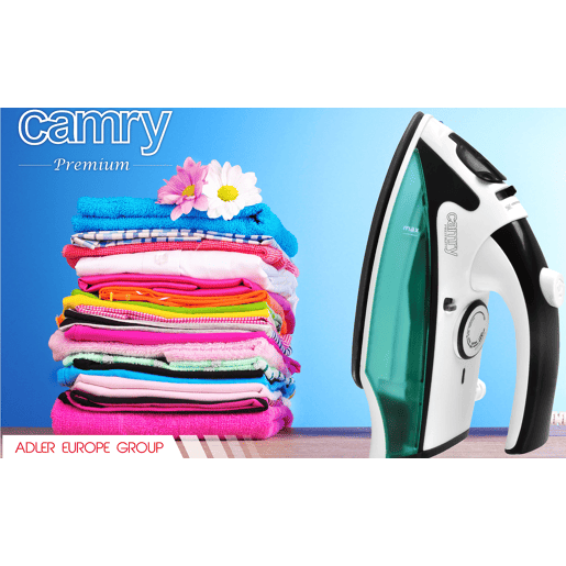 Camry CR 5024 Ferro a Vapor de Viagem Base Inox, 1500, Branco Verde