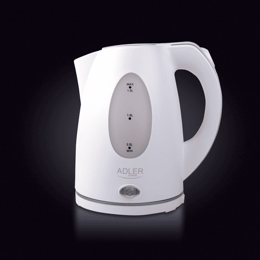 Adler AD 1207 Chaleira Eléctrica de Água 1,5 L sem BPA, sem Fio, Desligamento Automático, Filtro Anti-Calcário, 2200, Branco