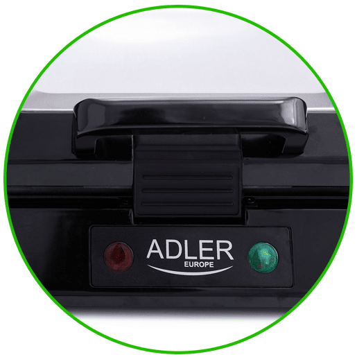 Adler AD3036 Máquina de Waffles Eléctrica 4 Waffles Belgas, Placas Anti-aderentes, 1500, Prata
