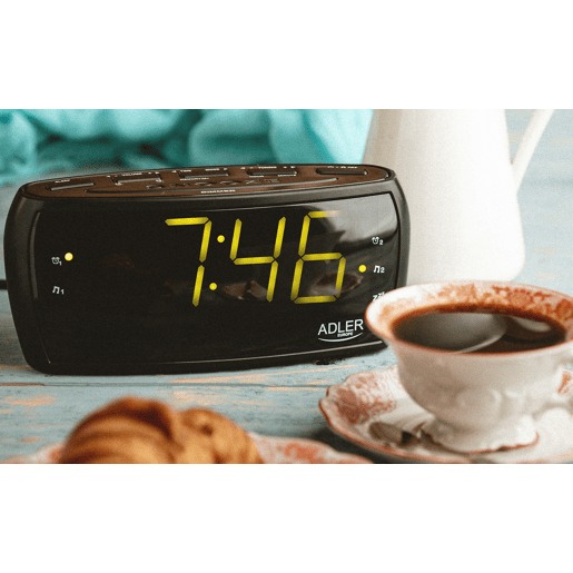 Adler AD1121 Rádio Despertador, Relógio Digital AM-FM, Grande Visor LED, Controlo de Brilho, Função SNOOZE, , Preto