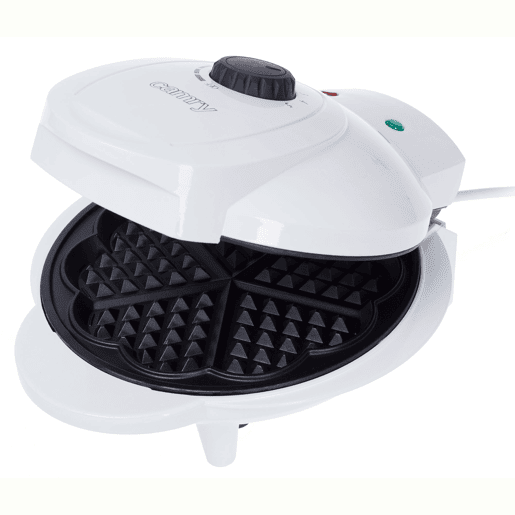 Camry CR 3022 Máquina de Waffles, 5 Waffles em Forma de Coração, Placas Anti-aderentes, Termóstato Ajustável, 1000, Branco