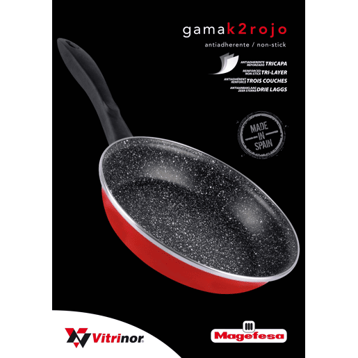 Magefesa K2 Roja Set 3 Frigideiras 20-24-28cm, Indução, Antiaderente STONE PFOA-Free Aço Vitrificado, , Vermelho