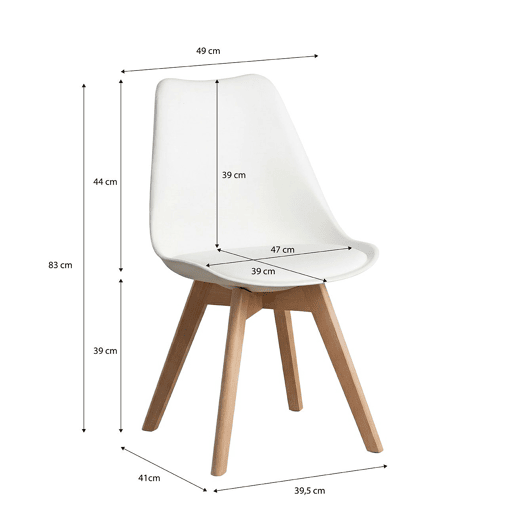 Pack 4 cadeiras de jantar Beench Branco 41 x 83 x 49 cm