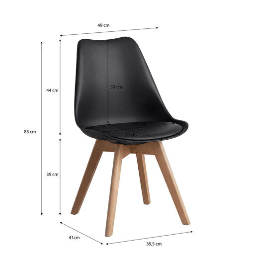 Pack 4 cadeiras de jantar Beench Preto 41 x 83 x 49 cm