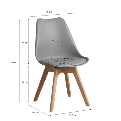 Pack 4 cadeiras de jantar Beench Cinzento 41 x 83 x 49 cm