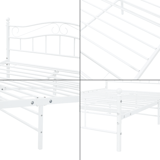 Cama de metal Florenz com cabeceira 160x200 Branco en.casa