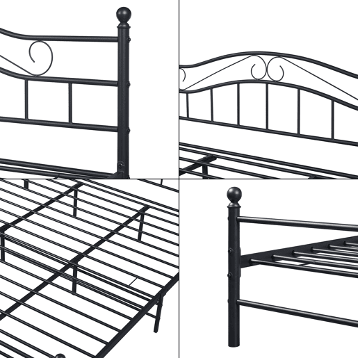 Cama de metal Florenz com cabeceira 180x200 Preto en.casa Cama de metal Florenz com cabeceira 180x200 Preto en.casa