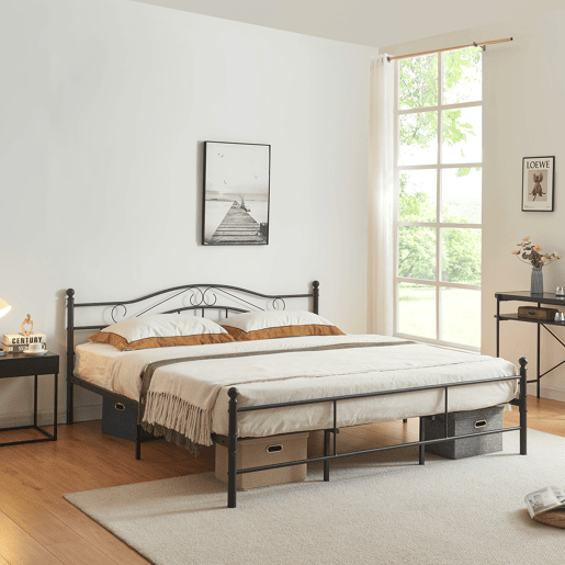 Cama de metal Florenz com cabeceira 180x200 Preto en.casa Cama de metal Florenz com cabeceira 180x200 Preto en.casa