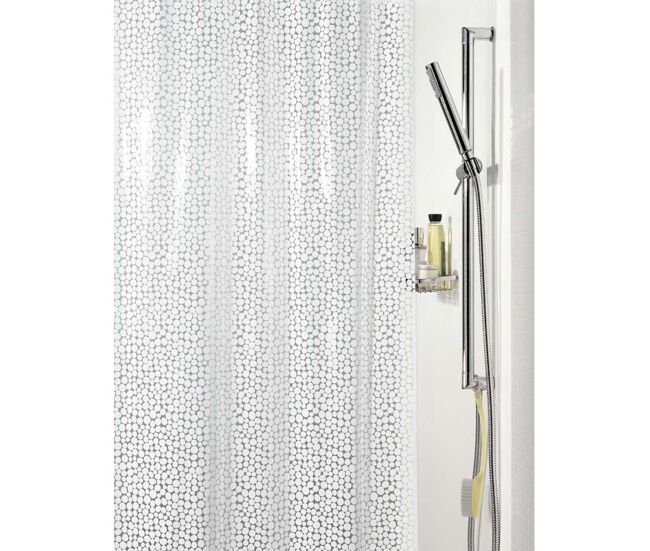 Cortina de ducha spirella "galet" de poliester en color blanco 180 x 200 cm