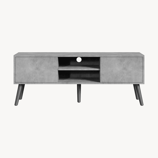 Mesa TV Eskilstuna com 2 Portas 2 Prateleiras 120x30x47cm Aspecto de betão en.casa Mesa TV Eskilstuna com 2 Portas 2 Prateleiras 120x30x47cm Aspecto de betão en.casa