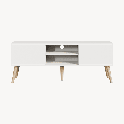 Mesa TV Eskilstuna com 2 Portas 2 Prateleiras AglomeradoMadeira 120 x 30 x 47 cm Branco en.casa