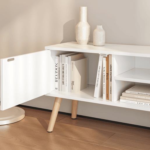 Mesa TV Eskilstuna com 2 Portas 2 Prateleiras AglomeradoMadeira 120 x 30 x 47 cm Branco en.casa