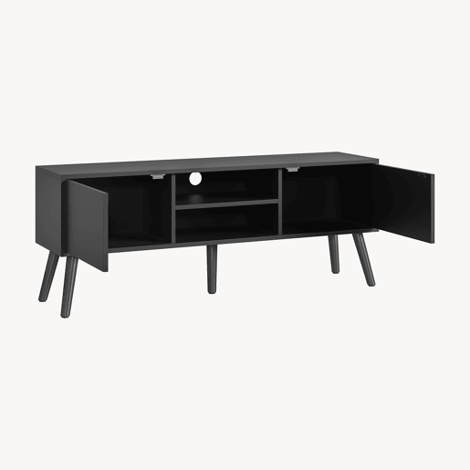 Mesa TV Eskilstuna com 2 Portas 2 Prateleiras AglomeradoMadeira 120 x 30 x 47 cm Cinzento EscuroPreto en.casa Mesa TV Eskilstuna com 2 Portas 2 Prateleiras AglomeradoMadeira 120 x 30 x 47 cm Cinzento EscuroPreto en.casa