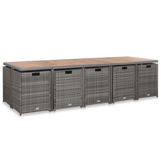 vidaXL 15 pcs conjunto jantar exterior c almofadões vime PE antracite