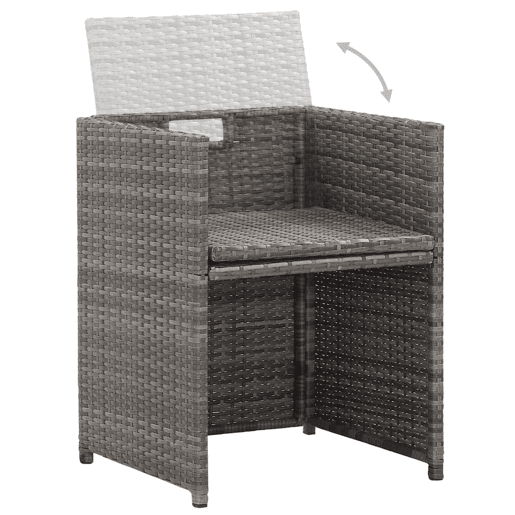 vidaXL 15 pcs conjunto jantar exterior c almofadões vime PE antracite
