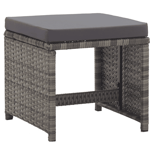 vidaXL 17 pcs conjunto jantar exterior com almofadões vime PE cinzento
