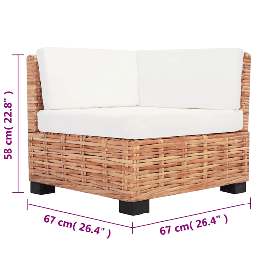 vidaXL Conjunto de sofás 18 pcs vime genuíno