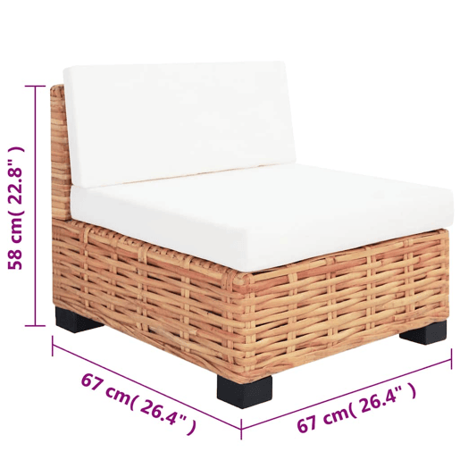 vidaXL Conjunto de sofás 18 pcs vime genuíno