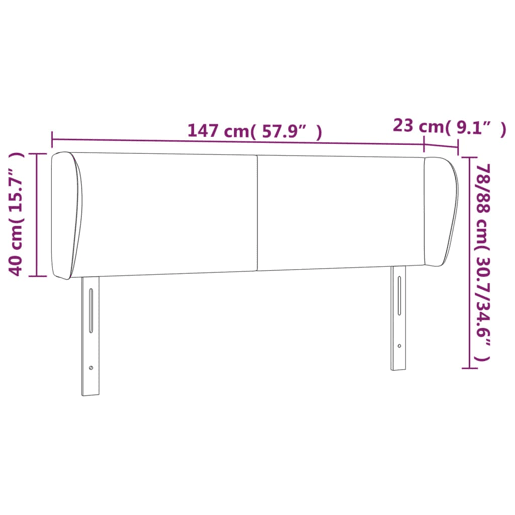 vidaXL Cabeceira de cama c abas veludo 147x23x7888 cm preto