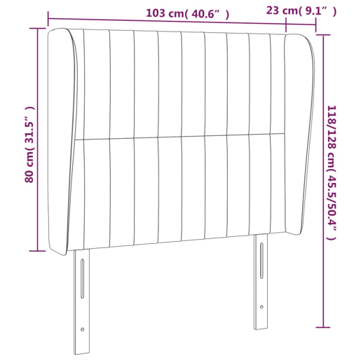 vidaXL Cabeceira cama c abas veludo 103x23x118128 cm rosa