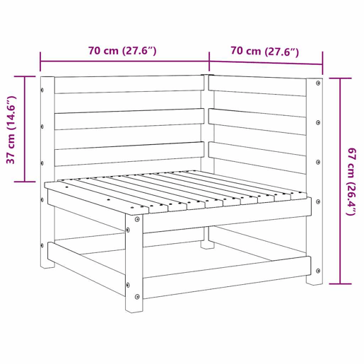 vidaXL Sofás de canto para jardim 2 pcs madeira de pinho maciça branco