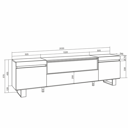 Móvel de TV, Muito espaço de arrumação, 200x57x35cm, Para televisores até 80, Lareira eléctrica, Design industrial, Estilo moderno, Preto Móvel de TV, Muito espaço de arrumação, 200x57x35cm, Para televisores até 80, Lareira eléctrica, Design industrial, Estilo moderno, Preto